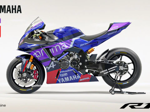 Yamaha R1-M with special livery of Prima Pramac Yamaha Racing Team 3D Model
