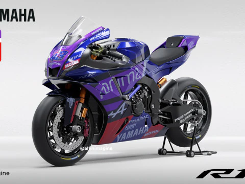 Yamaha R1-M with special livery of Prima Pramac Yamaha Racing Team 3D Model