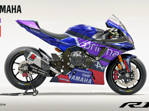 Yamaha R1-M with special livery of Prima Pramac Yamaha Racing Team 3D Model