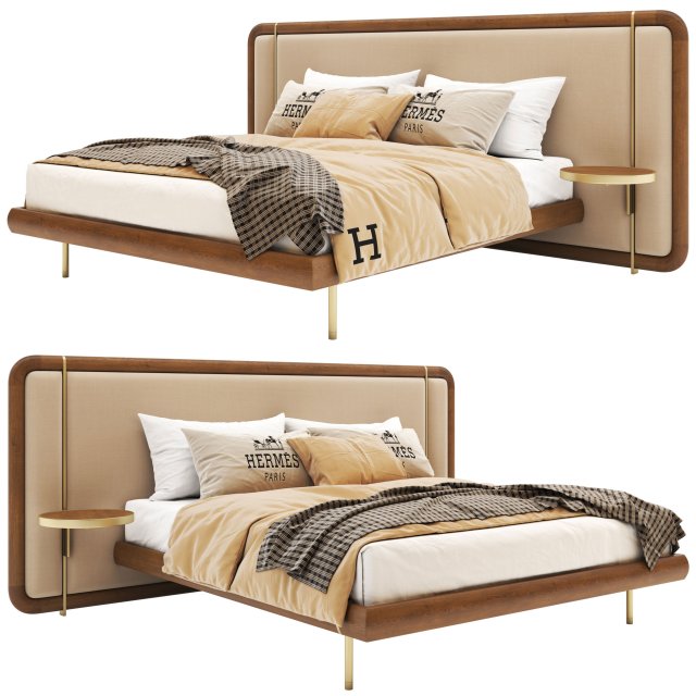 PA-MODERN-WOODEN-BED-3 3D Модель .c4d .max .obj .3ds .fbx .stl .blend