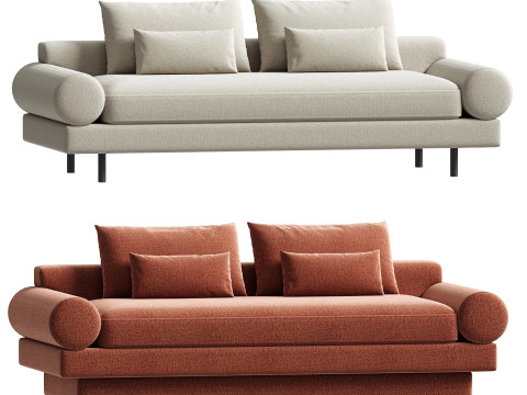 Retro Roll Arm Sofa set 3D Model