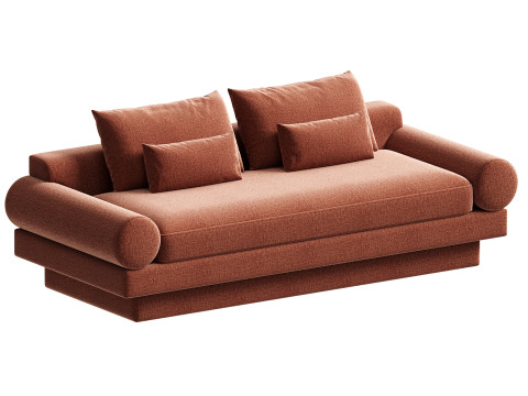 Retro Roll Arm Sofa set 3D Model