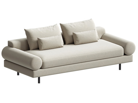 Retro Roll Arm Sofa set 3D Model