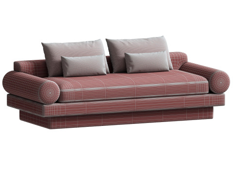 Retro Roll Arm Sofa set 3D Model