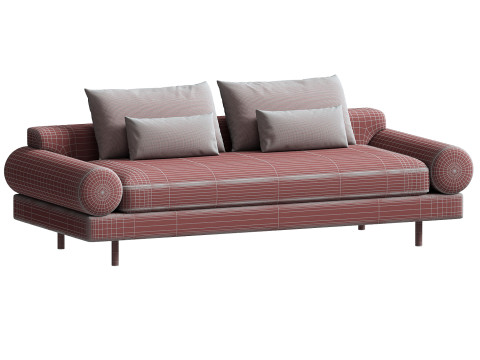 Retro Roll Arm Sofa set 3D Model