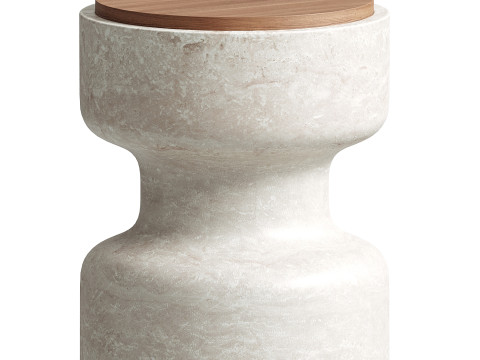 Tivoli Stool in travertine and walnut by Ivan Colominas 3D 模型