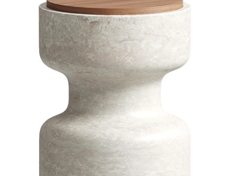Tivoli Stool in travertine and walnut by Ivan Colominas 3D Model