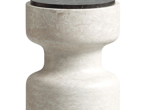 Tivoli Stool in travertine and walnut by Ivan Colominas 3D Model