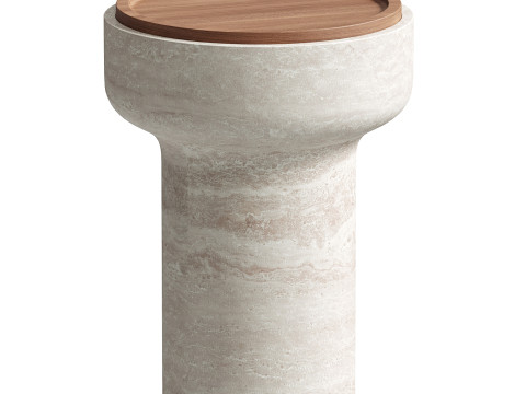 Tivoli Side Table in travertine and walnut by Ivan Colominas 3D 模型