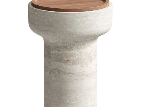 Tivoli Side Table in travertine and walnut by Ivan Colominas 3D Model