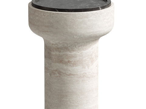 Tivoli Side Table in travertine and walnut by Ivan Colominas 3D 模型