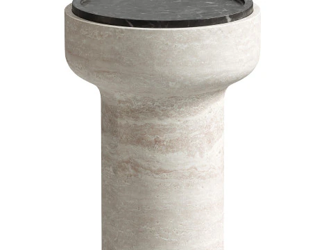 Tivoli Side Table in travertine and walnut by Ivan Colominas 3D Model