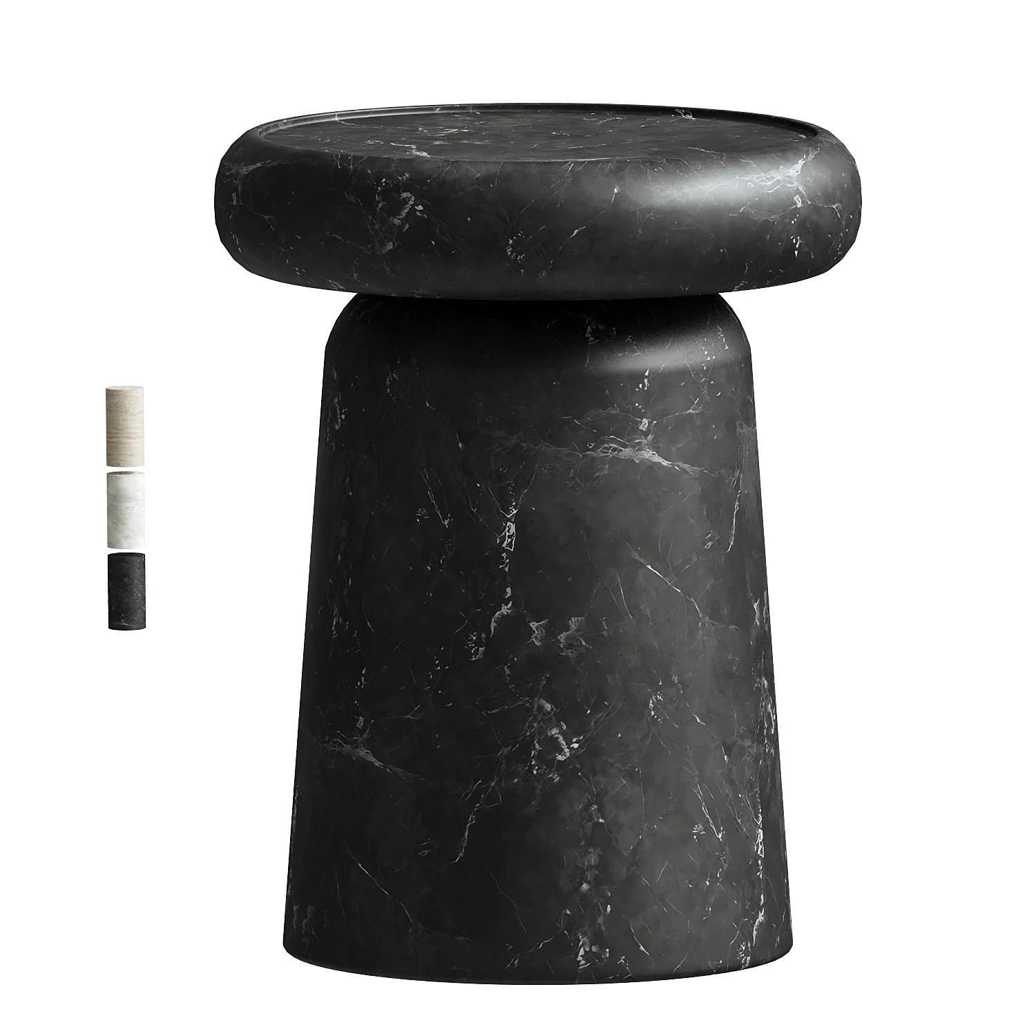 Nissa Black Marquinia Marble Medium Side Table by Ivan Colominas 3D Model .c4d .max .obj .3ds .fbx .stl .blend