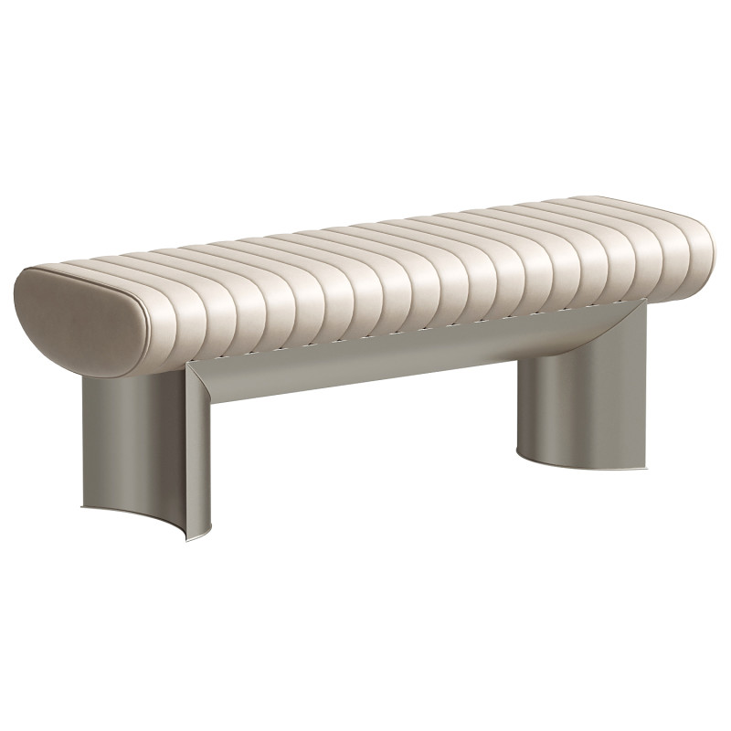 Visionnaire Kloster Beige Leather And Glossy Steel Bench 3D 모델 .c4d .max .obj .3ds .fbx .stl .blend