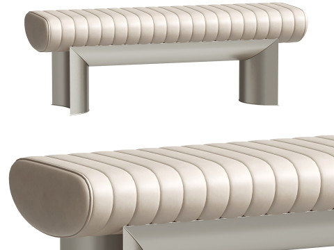 Visionnaire Kloster Beige Leather And Glossy Steel Bench 3D 모델