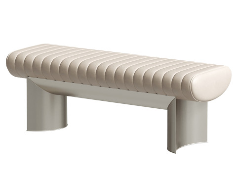 Visionnaire Kloster Beige Leather And Glossy Steel Bench 3D 모델