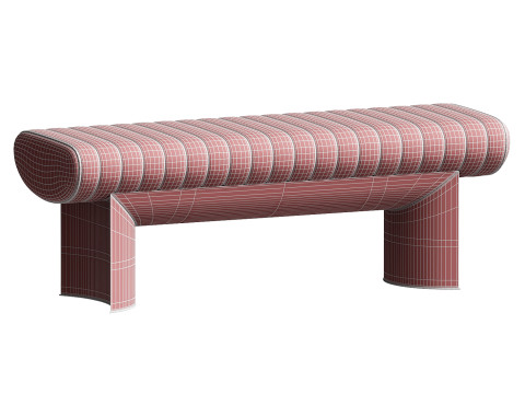 Visionnaire Kloster Beige Leather And Glossy Steel Bench 3D 모델