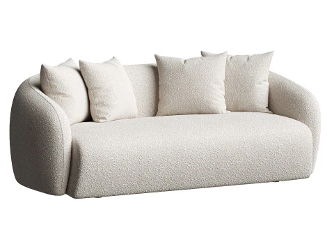Sofa Kain Boucle Gaya Japandi Modern Bindiya Model 3D