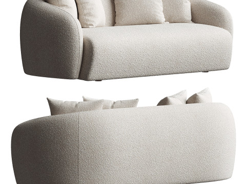 Bindiya Modern Japandi Style Boucle Fabric Sofa 3D Modell