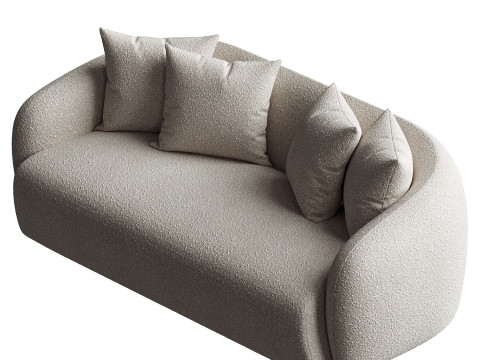 Bindiya Modern Japandi Style Boucle Fabric Sofa 3D Modell