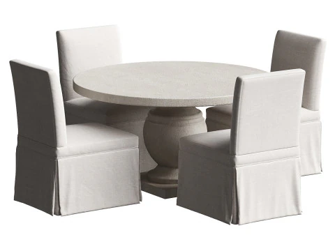 Terrace Round Dining Table set 3D Model