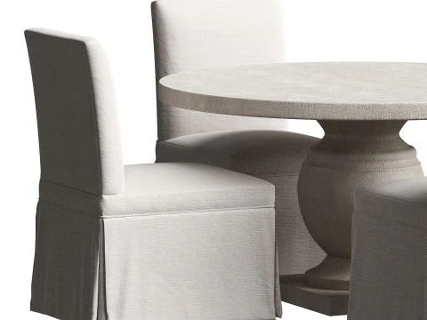 Terrace Round Dining Table set 3D Model