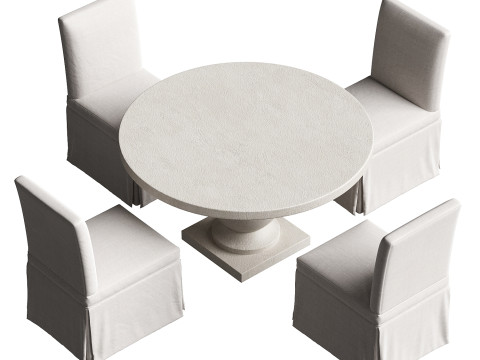 Terrace Round Dining Table set Model 3D
