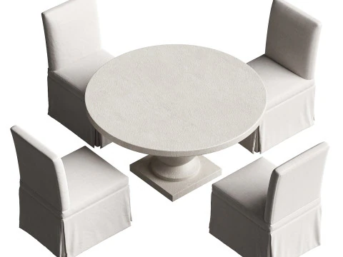 Terrace Round Dining Table set 3D Model