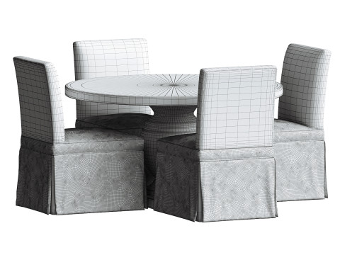 Terrace Round Dining Table set Model 3D