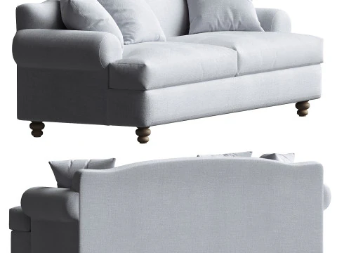 Late 20th Century European Linen Sofa 3D Model