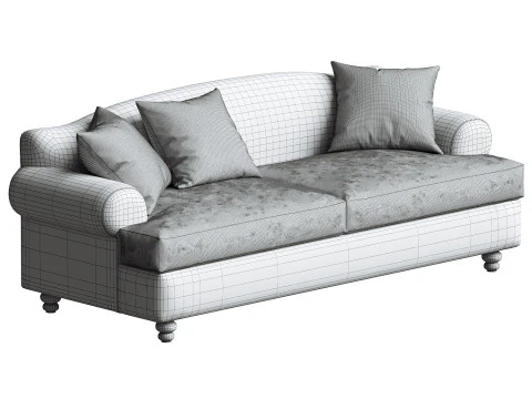 Late 20th Century European Linen Sofa 3D Model