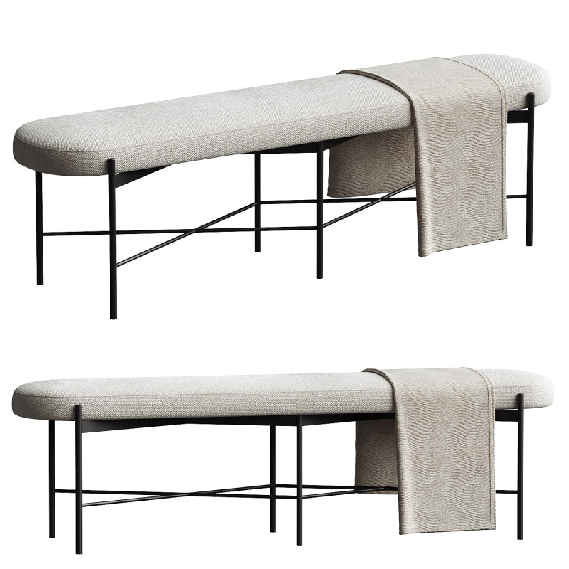 Maison Backless Bench Model 3D .c4d .max .obj .3ds .fbx .stl .blend