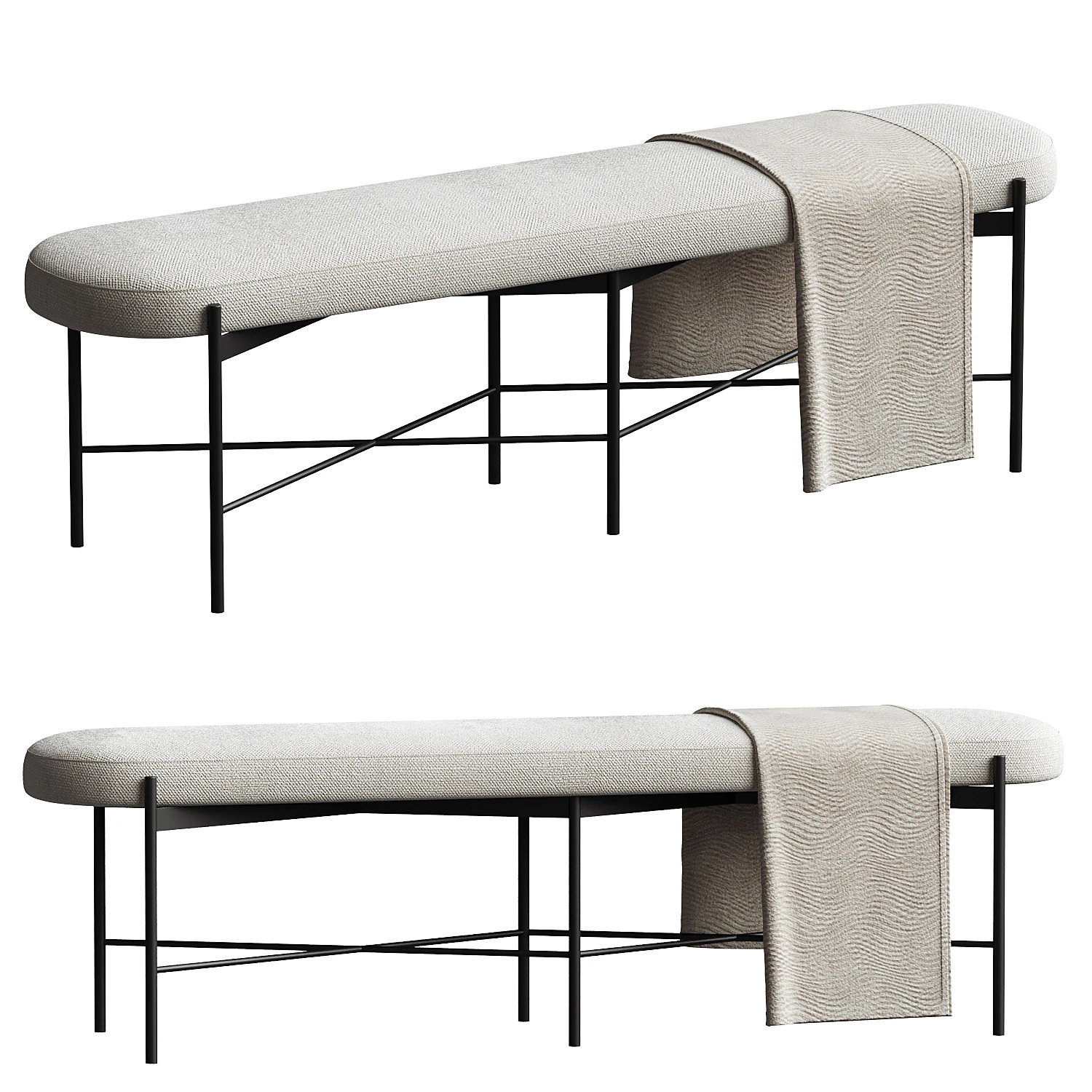 Maison Backless Bench 3D Model .c4d .max .obj .3ds .fbx .stl .blend 