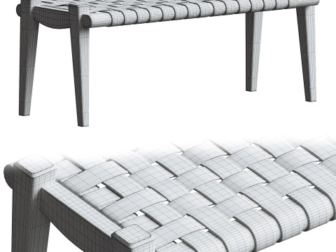 萨拉查皮革长凳 3D 模型