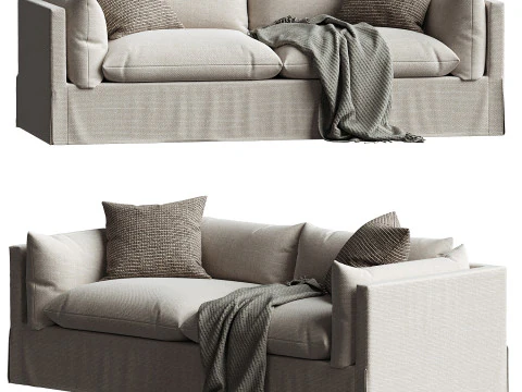 Four Hands Habitat Slipcovered Sofa 3D Model