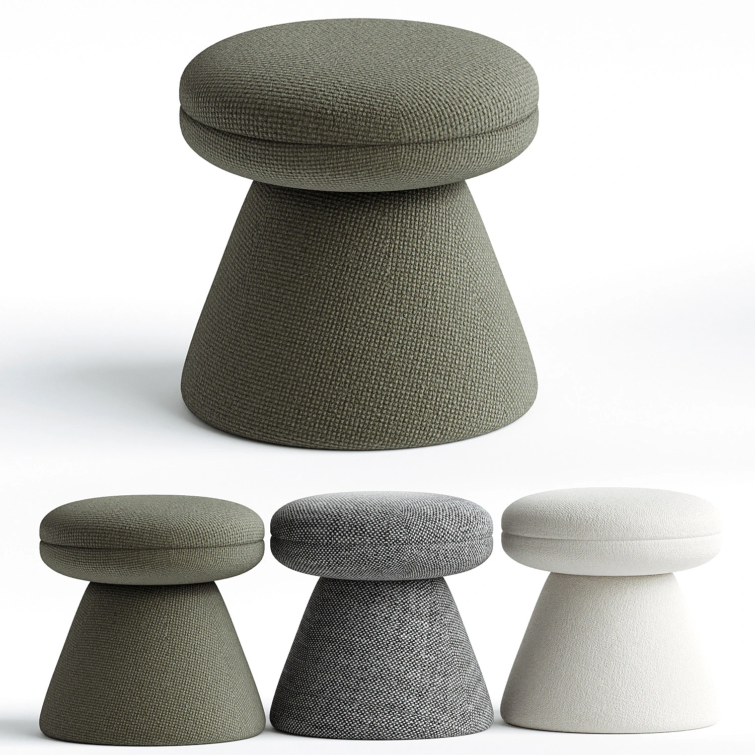 Paxson Boucle Ottoman 3D Model .c4d .max .obj .3ds .fbx .stl .blend 