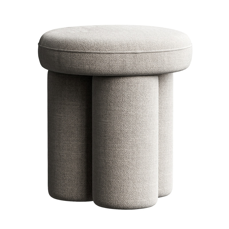 Big Foot Stool Linen Sand 3D Modell .c4d .max .obj .3ds .fbx .stl .blend