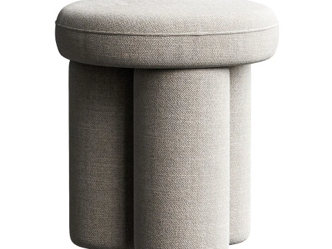 Duży stołek na stopy lniany piaskowy Model 3D