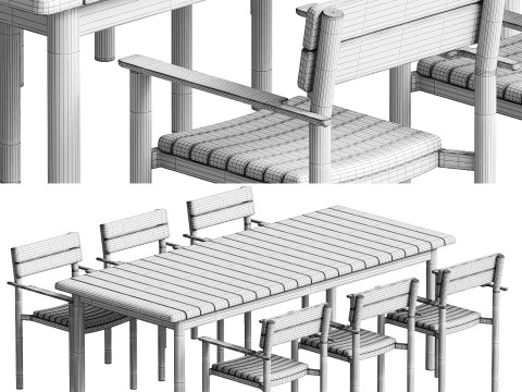 Fritz Hansen Pelagus Extendable Dining Table Chair Modelo 3D