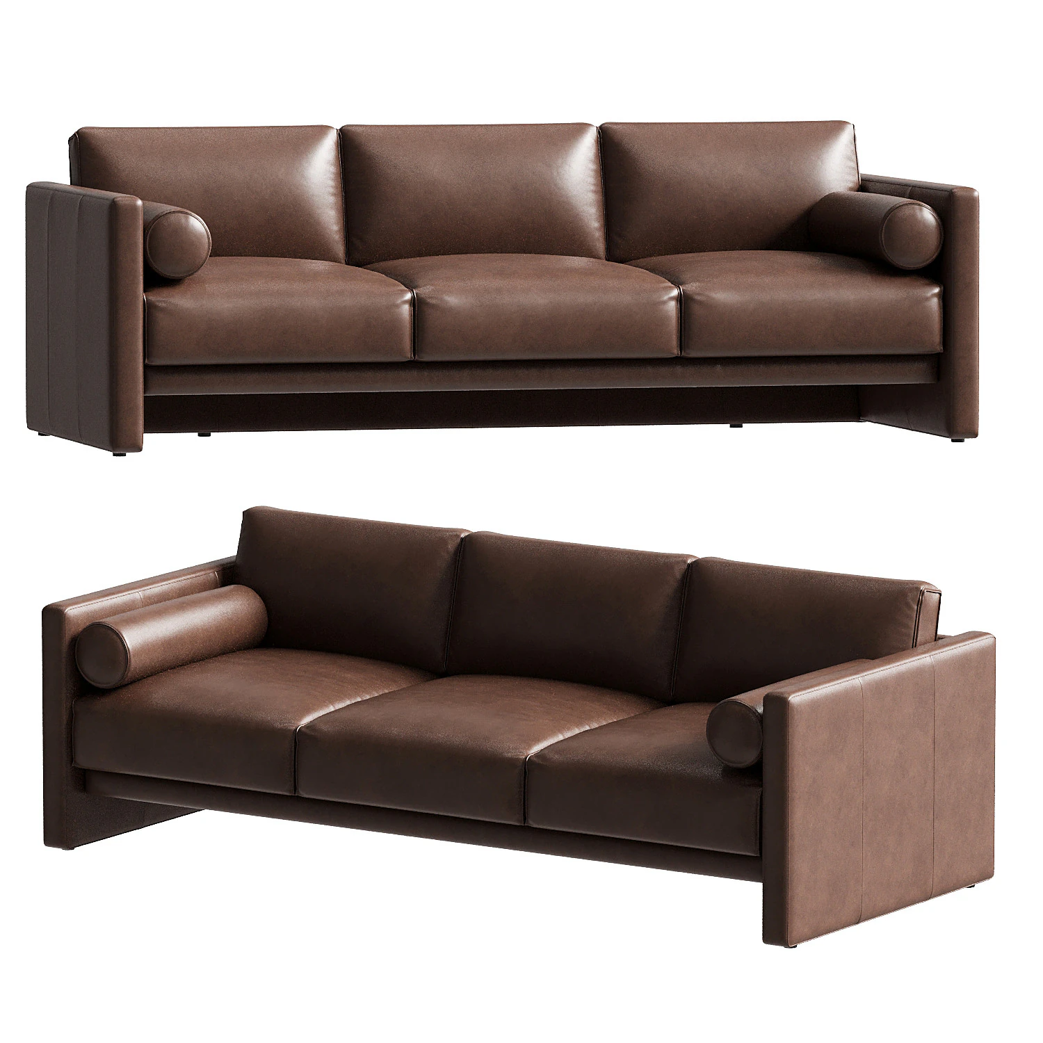 Aviator Leather Sofa 88 3D Model .c4d .max .obj .3ds .fbx .stl .blend 