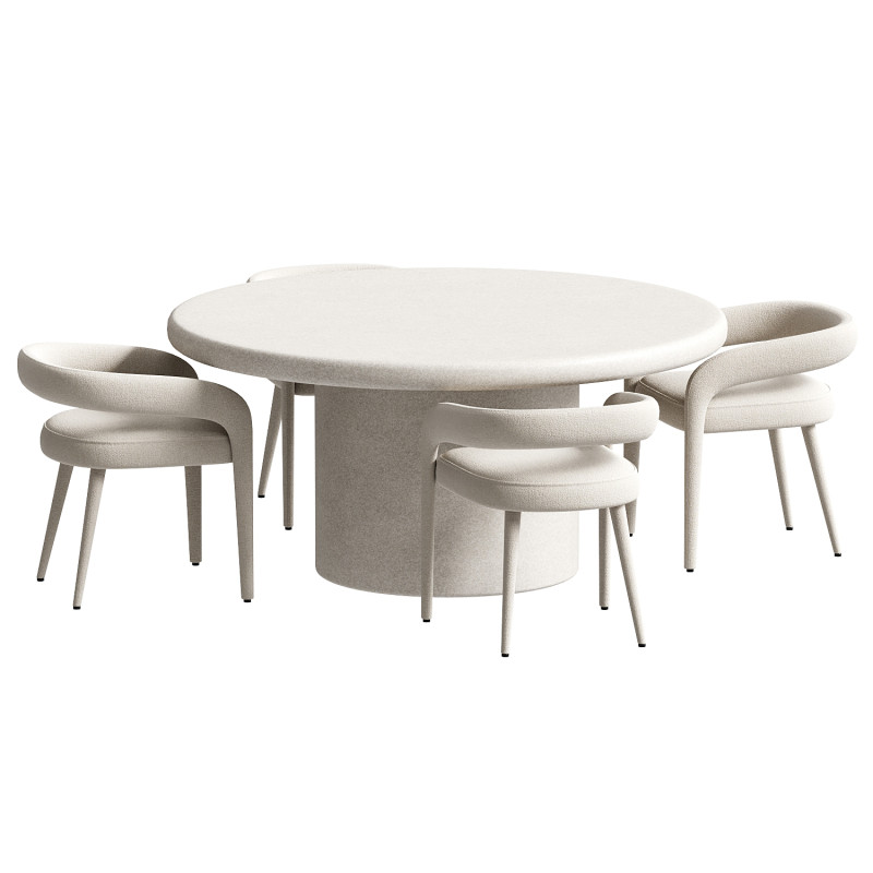 Kaya Round Table and Syrah Dining Chair set 3D Model .c4d .max .obj .3ds .fbx .stl .blend
