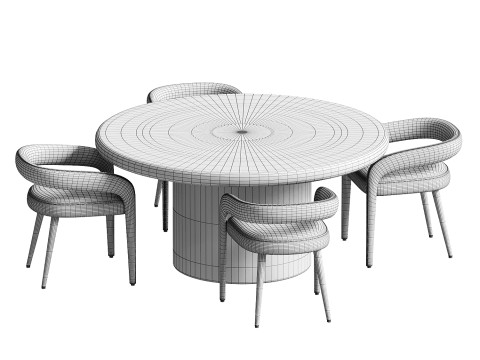 Kaya Round Table and Syrah Dining Chair set 3D Model