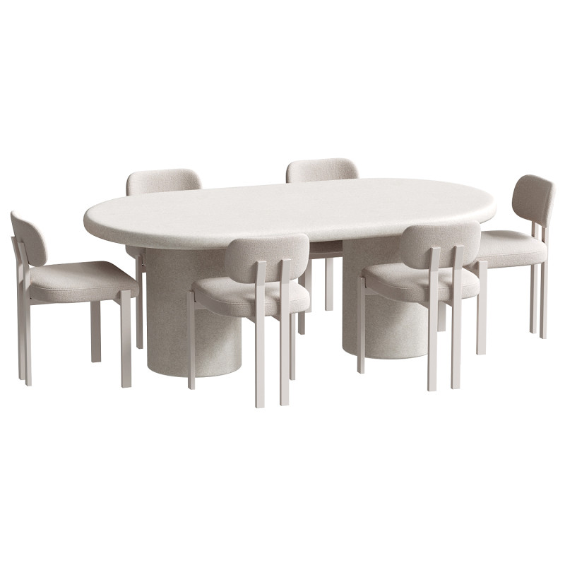 Kaya Rectangle Table and Franka Dining Chair set 3D Модель .c4d .max .obj .3ds .fbx .stl .blend 