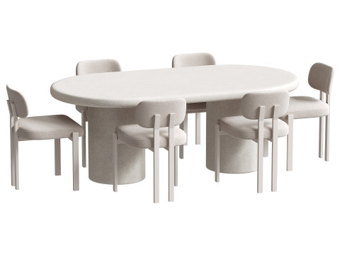 Kaya Rectangle Table and Franka Dining Chair set 3D मॉडल