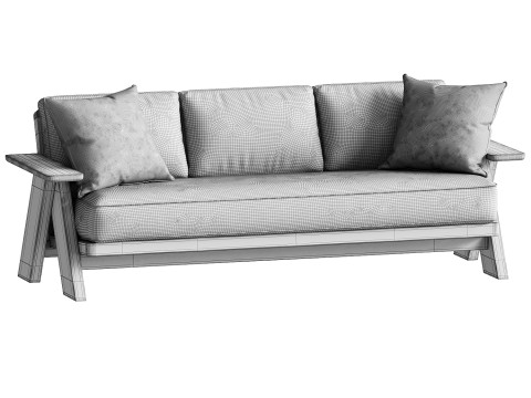 Modern Farmhouse Outdoor Sofa 3D Model
