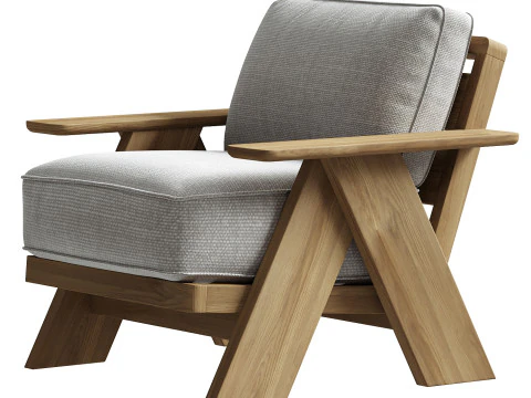 Modern Farmhouse Outdoor Lounge Chair 3D Model