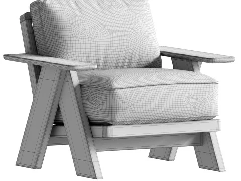 Modern Farmhouse Outdoor Lounge Chair 3D Model