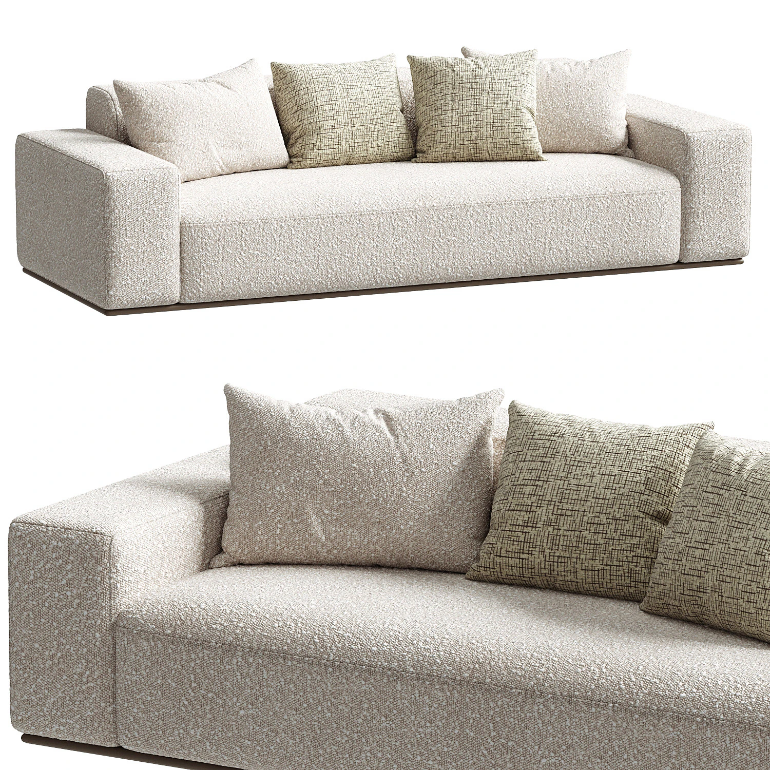 Callie Cream Boucle 3-Seater Sofa 3D Model .c4d .max .obj .3ds .fbx .stl .blend 