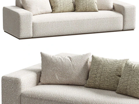 Callie cr&egrave;mekleurige boucl&eacute; 3-zitsbank 3D Model