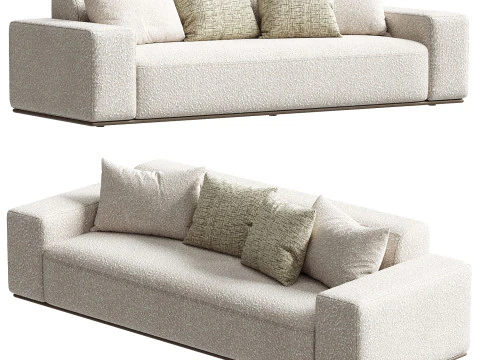 Callie Cream Boucle 3-Seater Sofa 3D Model